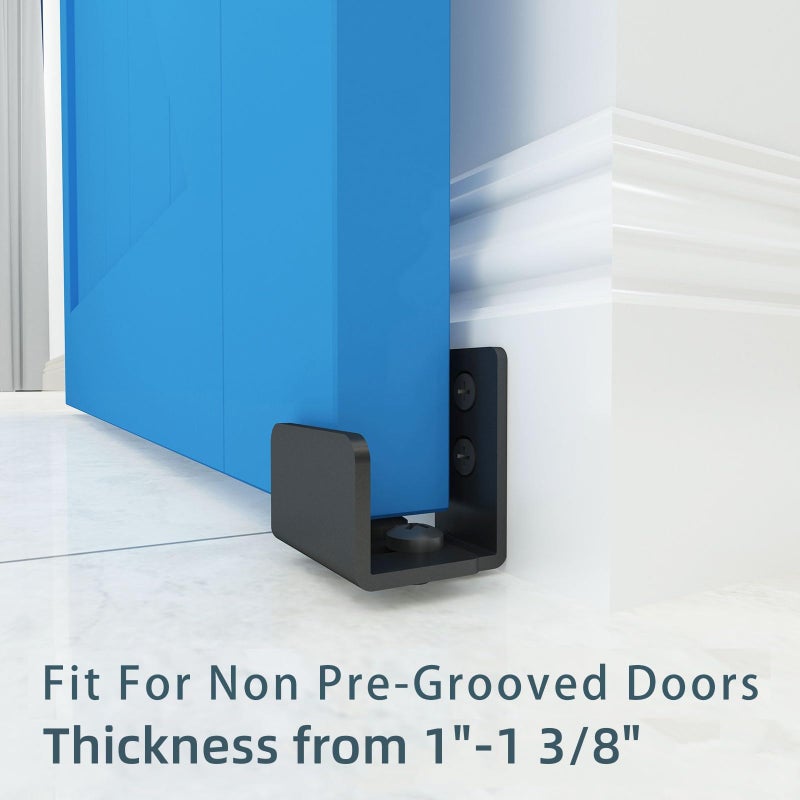 JUBEST Matte Black Floor Guide Wall Mount Sliding Barn Door Hardware Up to 1-3/8"W 1-1/4"H Set of 2 - Image 4